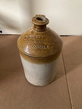EDWARDIAN W WATERHOUSE WINE & SPIRIT MERCHANT ONGAR ESSEX STONEWARE FLAGON