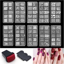 Nail Art Stamp Stencil Stamping Template Plate Set Tool Stamper Design Kit-*-