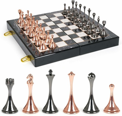 Metal chess set rose - 12",
