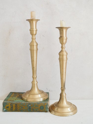 Pair heavy tall brass - of,