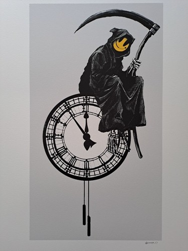 Banksy signed grin reaper - signed,