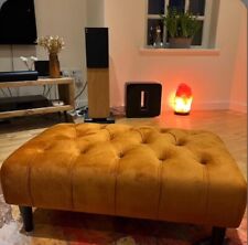 brand new quality Chesterfield plush velvet footstool with black wooden legs.