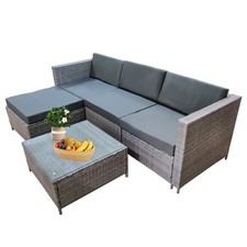 Rattan Corner Furniture Sofa L-Shaped 4 Seater Table Indoor/Outdoor Patio Garden