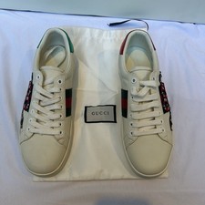 Gucci Mens White Ace Authentic Sneakers with Snake Print Detail UK7 RRP£625 