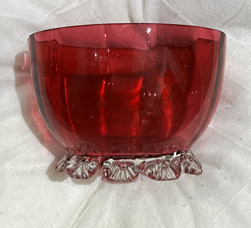 Victorian cranberry bowl with - bowl,