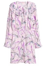 New Tea Dress 8UK Cottagecore Pink Lilac Bird Shirt Collar Ditzy Blogger Lolita