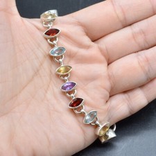 Multigems Rainbow Amethyst Citrine Topaz Garnet Tennis Bracelet