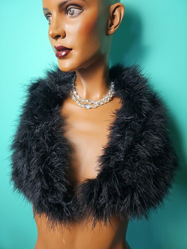 Vintage black feather shawl - vintage,