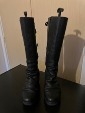 FLY London Soft Black Leather Wedge  Long Knee High Boots  EU 40 / UK  6.5