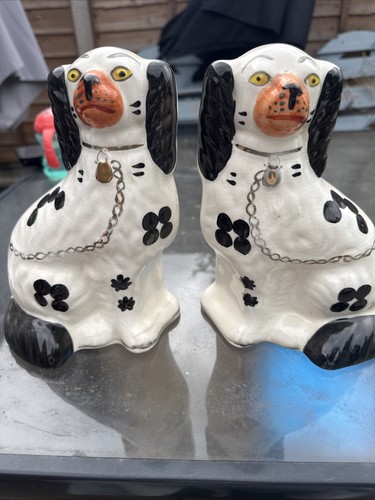 Pair vintage ceramic dogs - of,