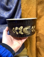 Denby Bakewell Brown Flower Souffle Casserole Ceramic Serving Dish 1980s