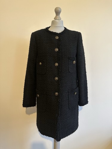 Zara black tweed military long - military,