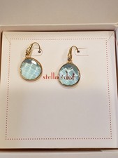 Stella & Dot Serenity Small Stone Aqua Drop Earrings - New on Card In Box