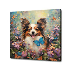 Papillon Dog Butterfly Colourful Canvas Print Wall Art Animal Pet Picture