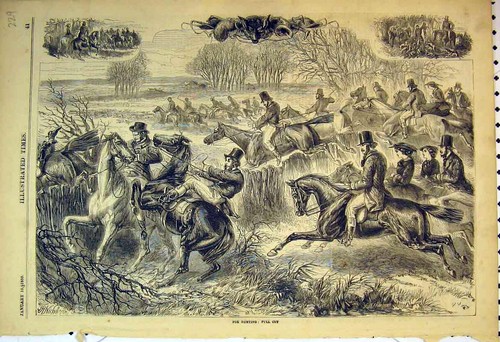 Old antique print 1859 fox - antique,