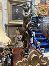 Beautiful Vintage Very Large Hollow Bronze Lady Sculpture Statue Figure Modesty