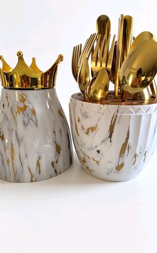 Luxury gold cutlery set with - set,