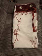 Red Floral Ring Top Curtains