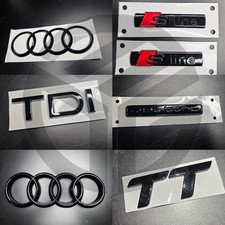 Audi TT MK2 06-14 Gloss Black Badges 249mm Ver BONNET/BOOT/FENDER QUAT/TDI/SLINE