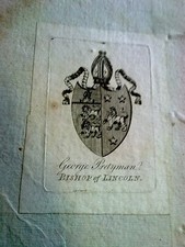 Bookplate of George Pretyman Bishop of Lincoln in The Holy Bible 1773