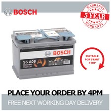 Bosch S5A08 Car Battery 12V AGM Start Stop 5 Yr Warranty Type 096