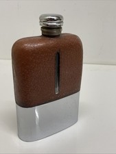 Vintage LSM Chrome-plated/Leather  Hip Flask