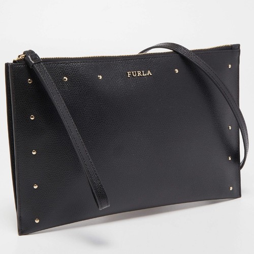 Furla black leather janine - black,
