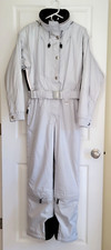 Marker Ski Suit Womens One Piece Snowsuit Light Gray With Hood Size 8