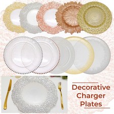 13" Glass Charger Plates Wedding Events Party Round Dining Set Table Decoration