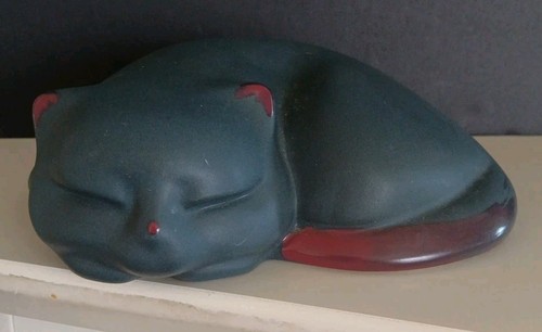 Vintage pottery sleeping cat - pottery, cat"
