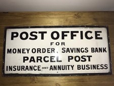 Antique Enamel Post Office Advertising Sign circa 1910 66cm X 30cm approximately