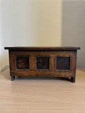 Edwardian Oak Storage Vintage Antique Box circa 1900 Miniature Coffer
