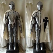 Rare Medieval Knight Suit of Templar Armor W/Tunic Combat Full Body Armour Stand