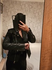 Leather BIKER JACKET SIZE 6 PULL AND BEAR