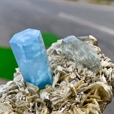 245G Rare!! Natural beautiful Aquamarine with Mica Crystal Specimen Rough