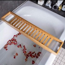 Bamboo Bath Tray Wooden Bathtub Shelf Rack Caddy Holder for Relaxing Use