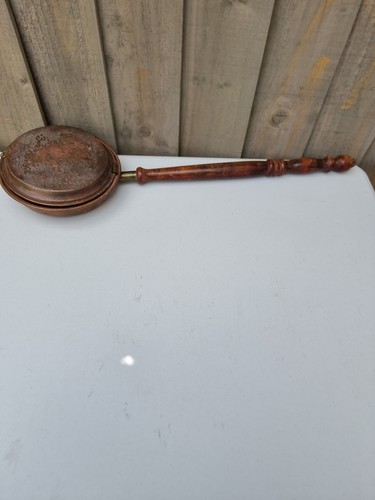 Vintage copper bed warmer with - vintage,