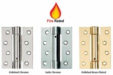 Self Closing Adjustable Single Action Spring Hinges Fire Rated Chrome & Brass
