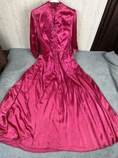 Vintage 1940s Maxan Bridal Negligee Housecoat Robe Barbiecore Hot Pink Regal