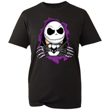 Halloween Jack Skellington T-shirt Creepy Skeleton Face Gift Unisex Top Tee