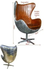 Vintage Style Aviator Egg shaped Chair Leather Seat Handmade Posh Look Design