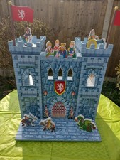 Large Vintage Wooden Toy Castle - The Puppet Company with Accessories 