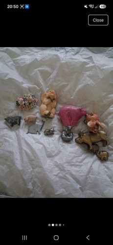 Pig ornaments brass ceramic - brass,,