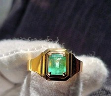 14k Natural Zambia Emerald Ring 14k Solid Yellow Gold Emerald Ring Gold Ring