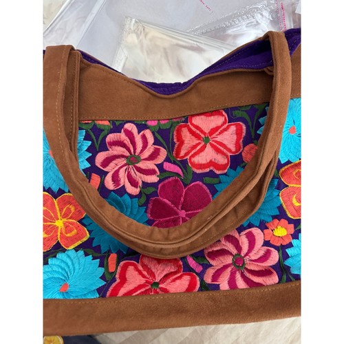 Floral embroidered canvas tote - floral,