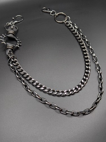 Gunmetal double wallet chain - gunmetal,