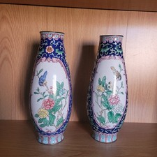 Stunning pair of Asian enamel