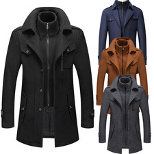 Mens Casual Trench Coat Wool