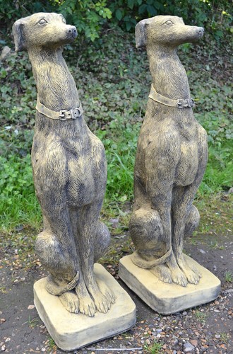Pair whippet dog statues - pair,