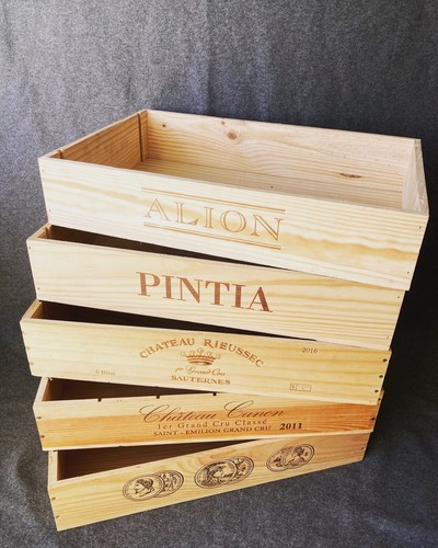 Shallow wooden wine - 5x, boxes